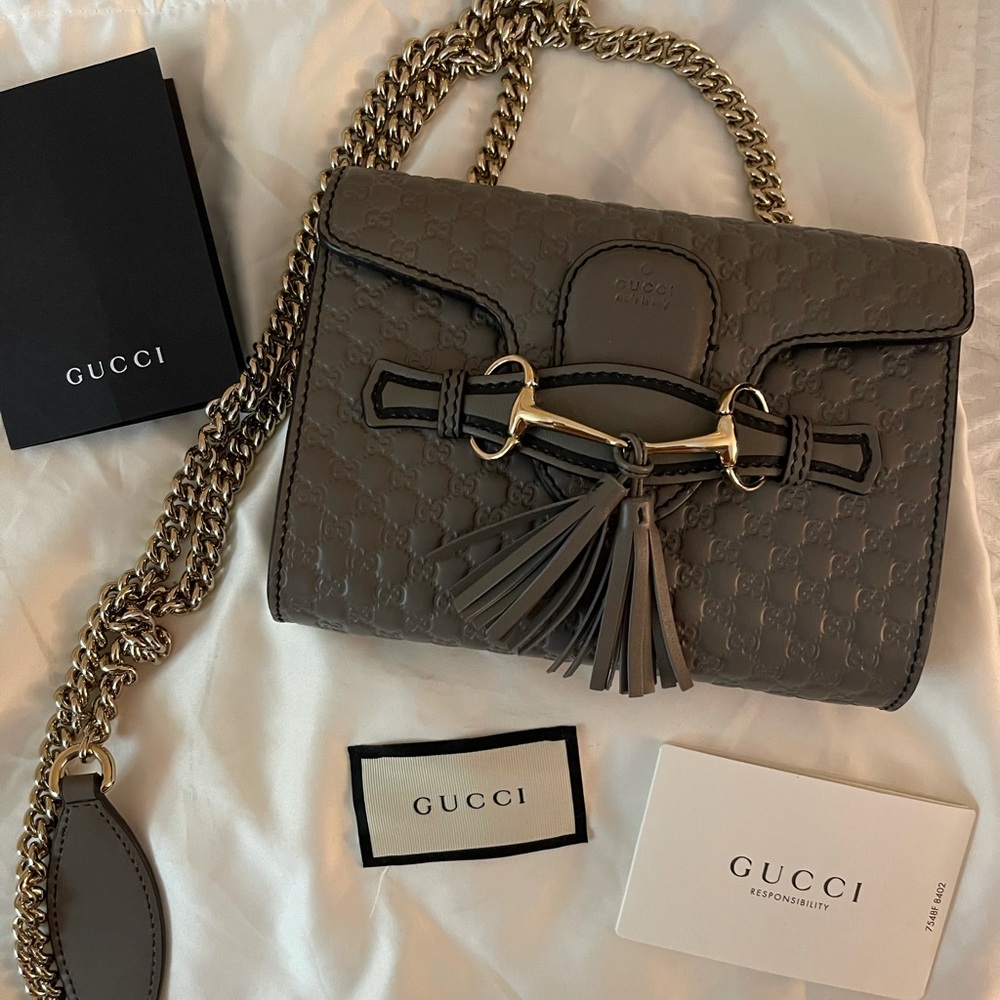 Emily chain Flap Guccissima leather mini
